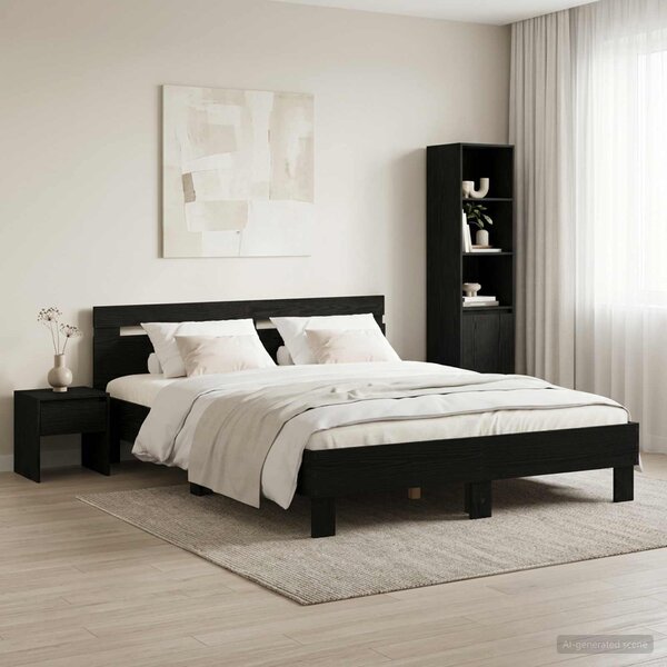 VidaXL Rám postele s čelem kompozitní dřevo [3207451] Barva: Bílá, Velikost: 140 x 200 cm (rám 203 x 145 x 70 cm)