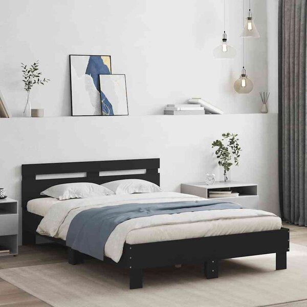 VidaXL Rám postele s čelem kompozitní dřevo [3207451] Barva: Bílá, Velikost: 140 x 200 cm (rám 203 x 145 x 70 cm)
