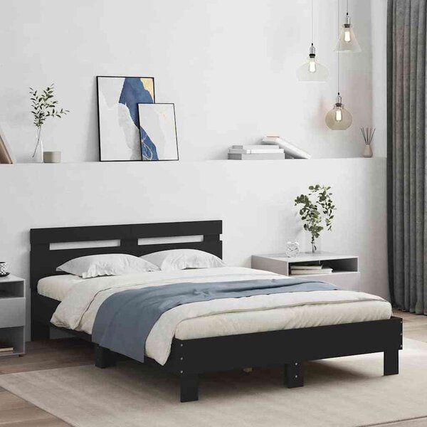 VidaXL Rám postele s čelem a LED osvětlením [3207580] Barva: Bílá, Velikost: 180 x 200 cm (rám 203 x 185 x 70 cm)