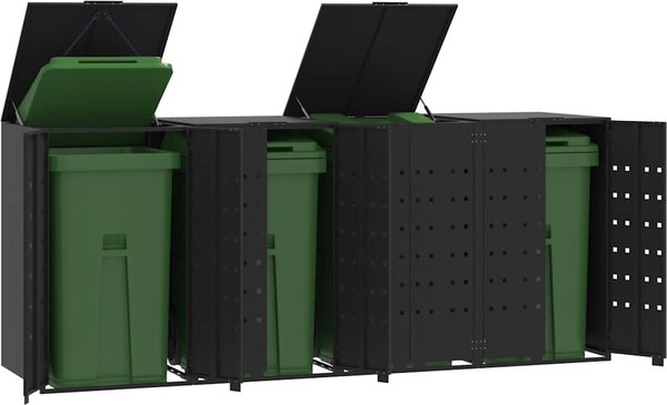 VidaXL Box na 4 popelnice 276 x 79 x 117 cm ocel [3279989] Barva: antracitová