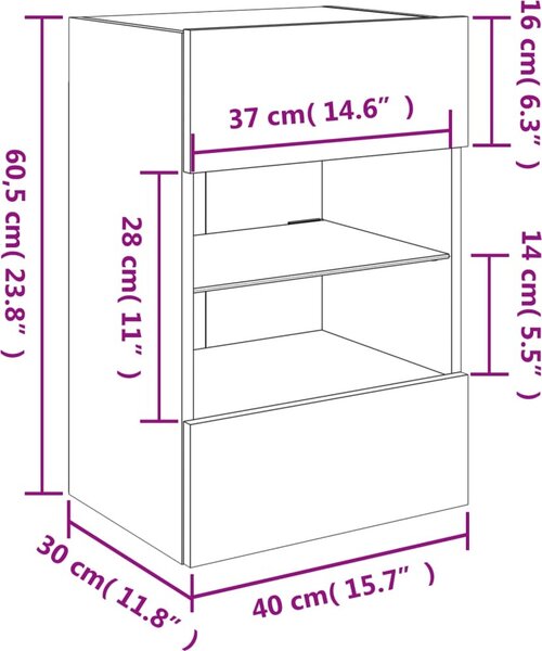 VidaXL Nástěnná TV skříňka s LED osvětlením 40x30x60,5 cm [837082] Barva: Bílá