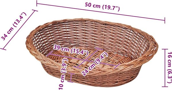 VidaXL Proutěný koš / pelech pro psa přírodní [170342] Velikost: 69 cm