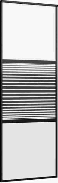 VidaXL Skleněné dveře Hliník Černá, s designem pruhovaných linií [42012460] Velikost: 102 x 205 cm
