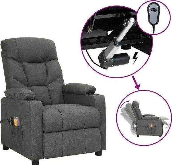 VidaXL Elektrické masážní křeslo textil [3098838] Barva: vínová červená