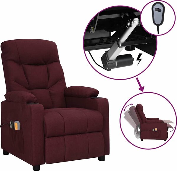 VidaXL Elektrické masážní křeslo textil [3098838] Barva: vínová červená