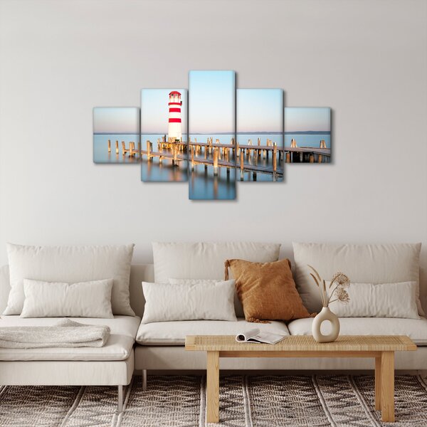 Obraz majáku za úsvitu (125x70 cm)
