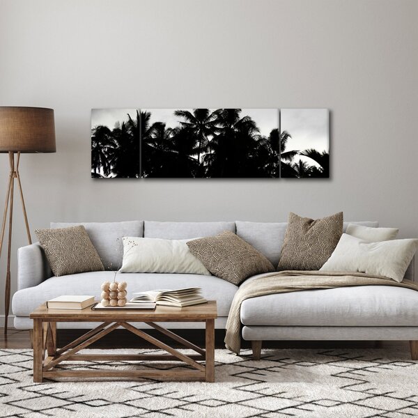 Obraz černobílý - palmy (170x50 cm)