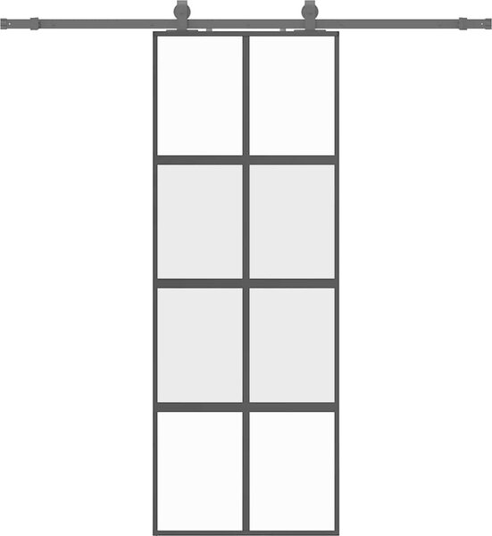 VidaXL Posuvné dveře se sadou kování ESG Glass, mléčné [3375863] Barva: Černá a matná, Velikost: 102.5 x 205 cm (200 cm sliding rail)