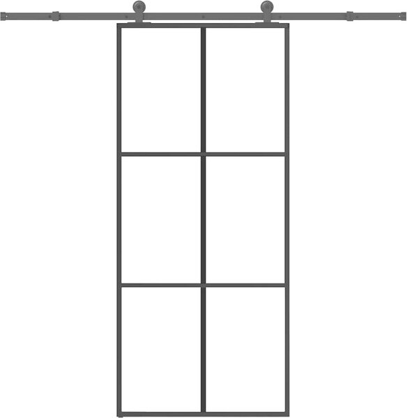 VidaXL Posuvné dveře s kováním ESG sklo a hliník [3332819] Velikost: 102 x 205 cm (213.5 cm)
