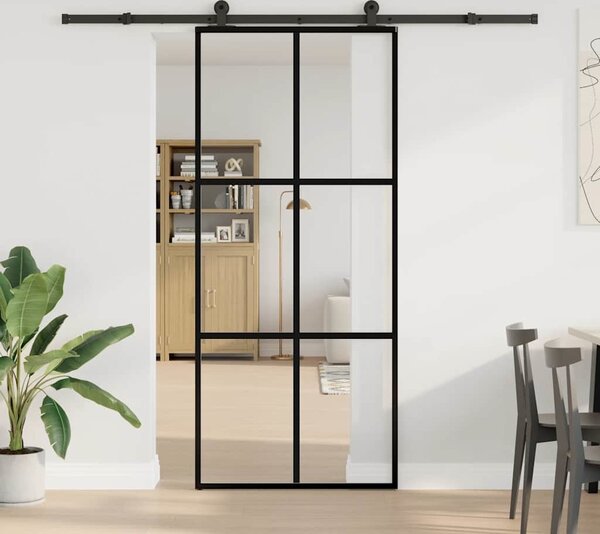 VidaXL Posuvné dveře s kováním ESG sklo a hliník [3332819] Velikost: 102 x 205 cm (213.5 cm)
