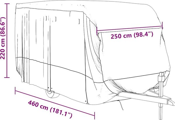 VidaXL Krycí plachta na karavan šedá netkaná textilie [4015865] Velikost: 550 x 250 x 220 cm