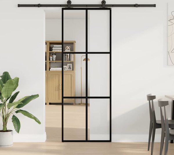 VidaXL Posuvné dveře s kováním ESG sklo a hliník [3332819] Velikost: 102 x 205 cm (213.5 cm)