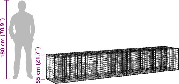 VidaXL Gabionový vyvýšený záhon Pozinkovaná ocel, průměr drátu 35 mm [3422230] Velikost: 50 x 50 x 80 cm