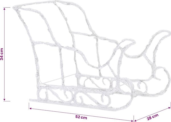 VidaXL Vánoční sobi se sáněmi akryl [328532] Barva: Studená bílá, Velikost: 43 x 11 x 55 cm (6 ks)
