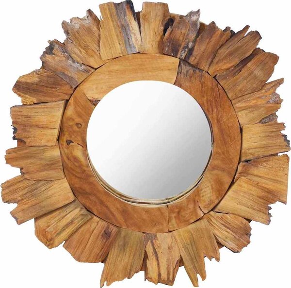VidaXL Nástěnné zrcadlo teak kulaté, tloušťka 8 cm [288803] Velikost: Φ 60 cm