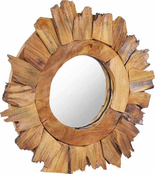 VidaXL Nástěnné zrcadlo teak kulaté, tloušťka 8 cm [288803] Velikost: Φ 60 cm