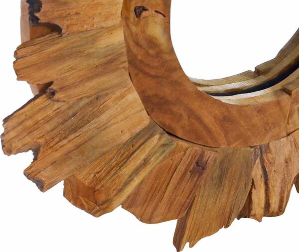 VidaXL Nástěnné zrcadlo teak kulaté, tloušťka 8 cm [288803] Velikost: Φ 60 cm