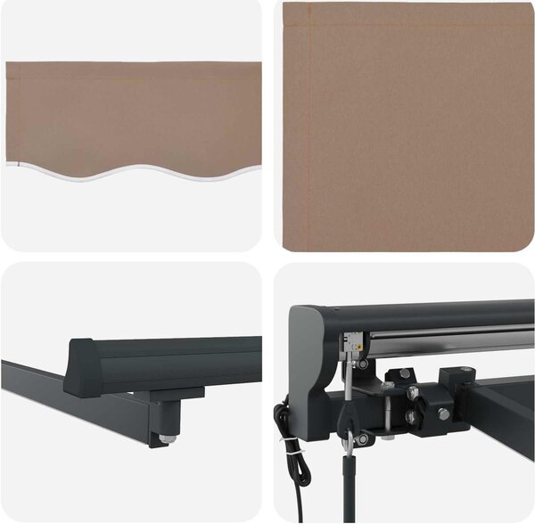 VidaXL Elektrická Retrakční markýza a [3425927] Barva látky: Taupe, Barva rámu: Antracitová, Velikost: 4 × 3,5 m