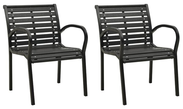 Zahradní židle 2 ks ocel a WPC černé