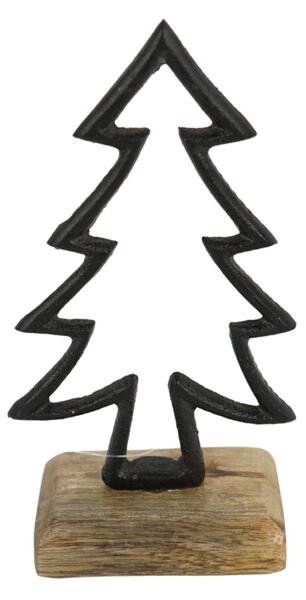 Vánoční dekorace CHRISTMAS TREE z mangového dřeva 17cm, černá