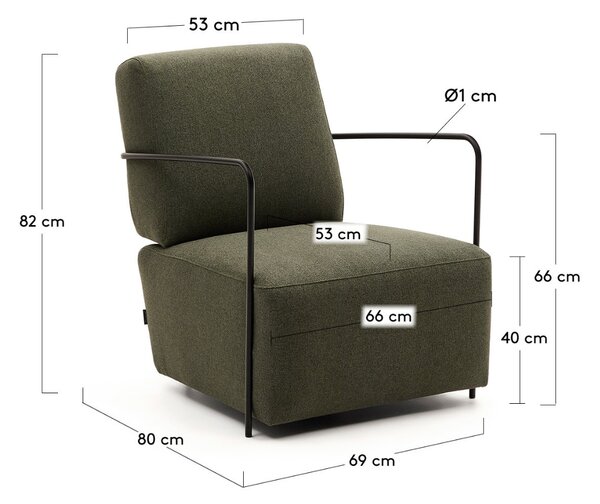 Zelené čalouněné křeslo Kave Home Gamer