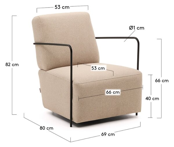LÉTO -15% Béžové čalouněné křeslo Kave Home Gamer