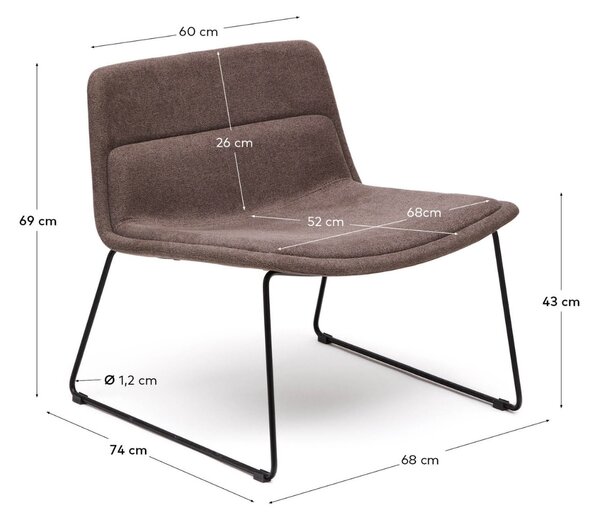 Hnědé čalouněné křeslo Kave Home Zahara