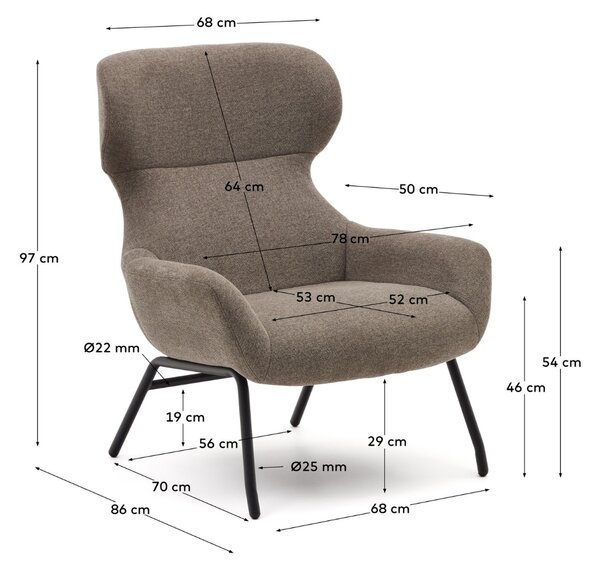 Světle hnědé čalouněné křeslo Kave Home Belina