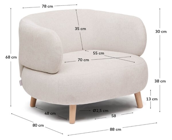 Šedobílé čalouněné křeslo Kave Home Luisa