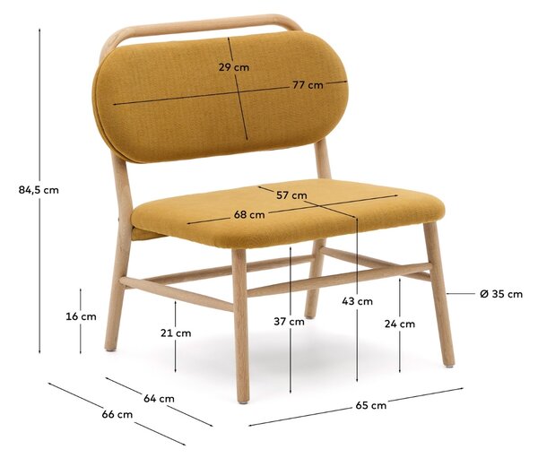 Hořčicově žluté čalouněné křeslo Kave Home Helda