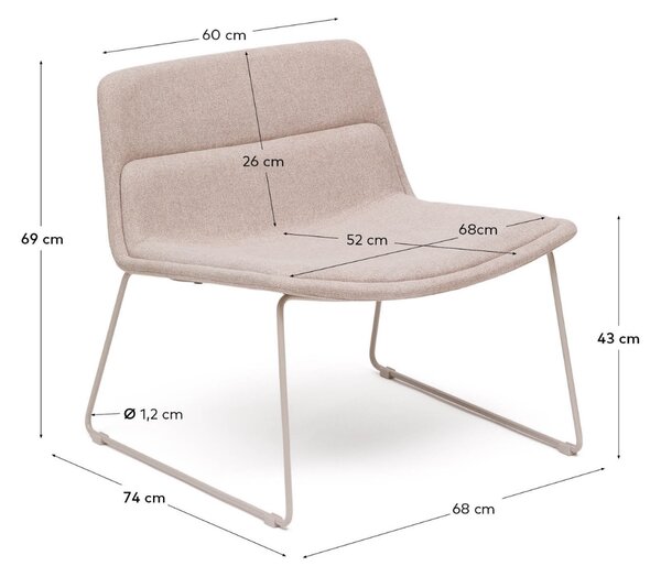 Béžové čalouněné křeslo Kave Home Zahara