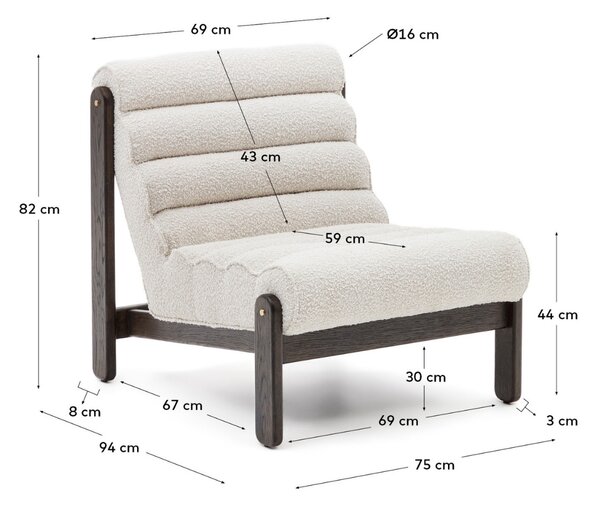 Kave Home Bílé čalouněné křeslo Magira