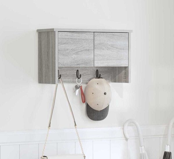 VidaXL Nástěnný věšák na kabáty, počet polic 2 [874338] Barva: Černý dub, Velikost: 80 x 20 x 30 cm