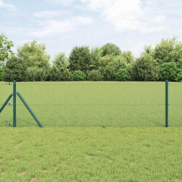 VidaXL Zemní upevnění svařované drátěné ploty [3351568] Barva: Zelená, Velikost plotu: 10 x 1,6 m (síť 1,2 x 1,2 cm)
