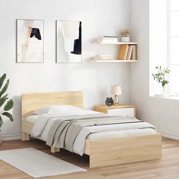 VidaXL Postel bez matrace s čelem [838618] Barva: Černá, Velikost: 120 x 200 cm (rám 203 x 125 x 70 cm)