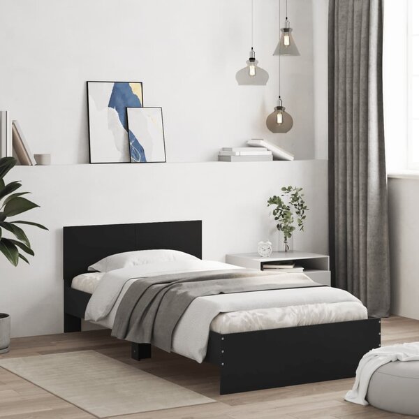 VidaXL Postel bez matrace s čelem [838618] Barva: Černá, Velikost: 120 x 200 cm (rám 203 x 125 x 70 cm)