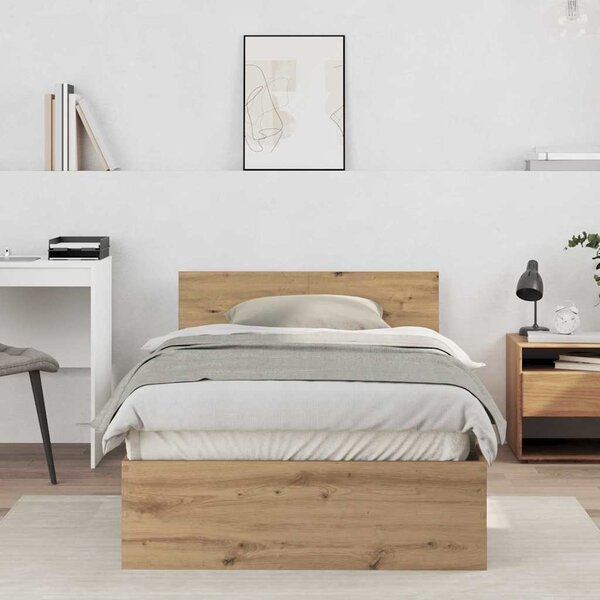 VidaXL Postel bez matrace s čelem [838618] Barva: Černá, Velikost: 120 x 200 cm (rám 203 x 125 x 70 cm)