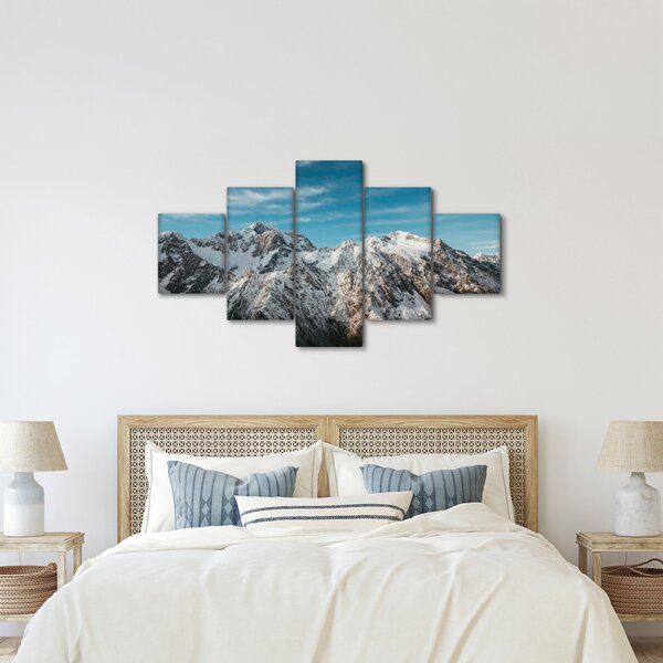 Obraz zasněžených vrcholků, Fiordland (125x70 cm)