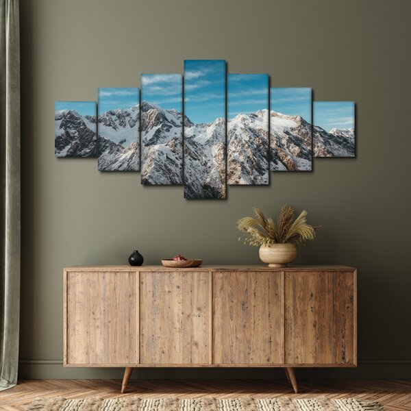 Obraz zasněžených vrcholků, Fiordland (210x100 cm)