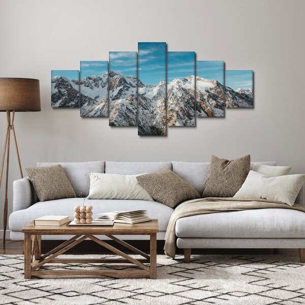 Obraz zasněžených vrcholků, Fiordland (210x100 cm)
