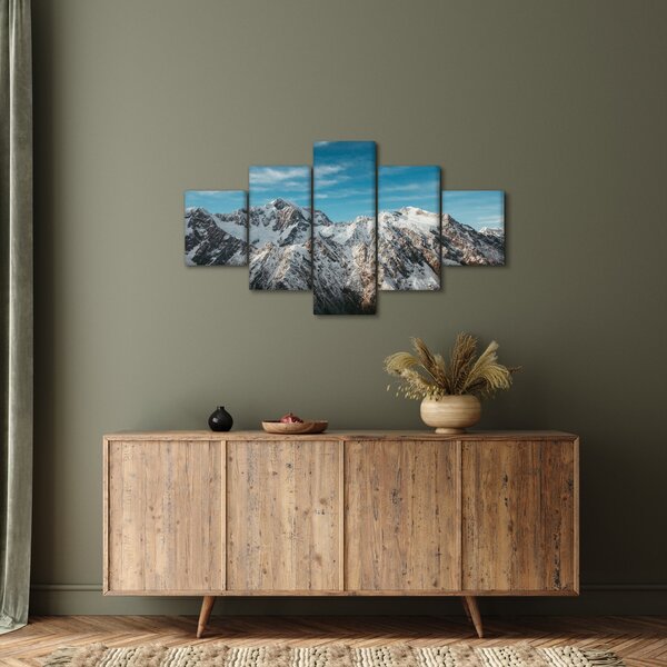 Obraz zasněžených vrcholků, Fiordland (125x70 cm)