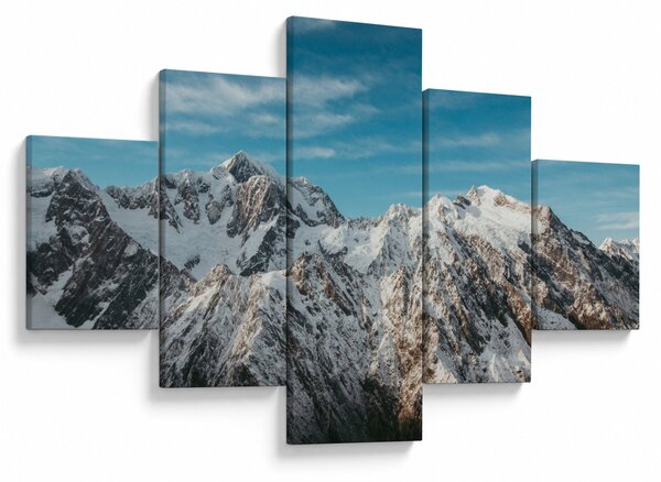 Obraz zasněžených vrcholků, Fiordland (125x70 cm)