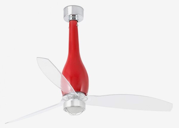 ETERFAN M LED, červená/transparentní, stropní ventilátor s DC motorem - FARO