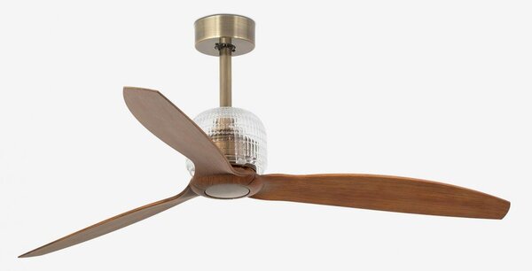 DECO FAN M, zlatá/dřevo, stropní LED ventilátor s DC motorem - FARO