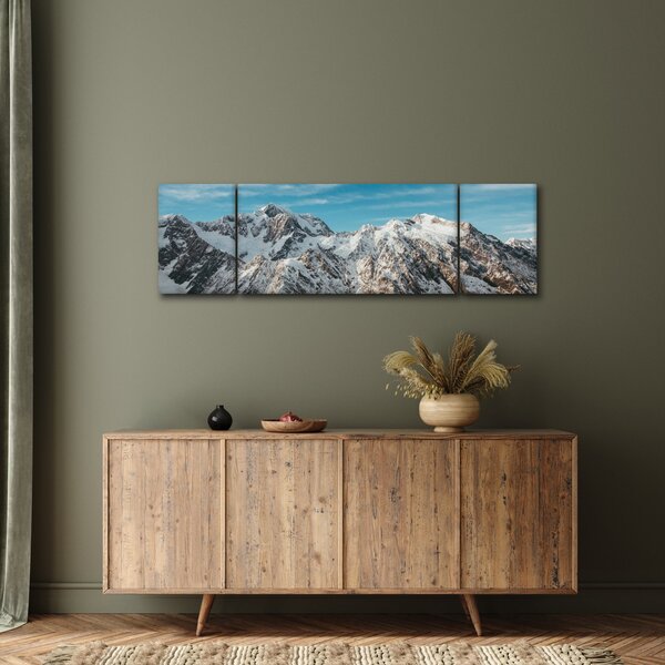 Obraz zasněžených vrcholků, Fiordland (170x50 cm)