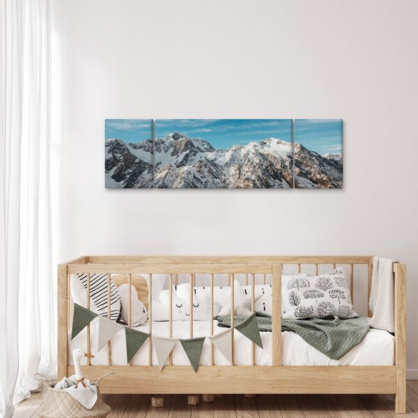 Obraz zasněžených vrcholků, Fiordland (170x50 cm)