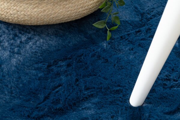 Protiskluzový koberec POSH kruh Shaggy navy granát, plyš