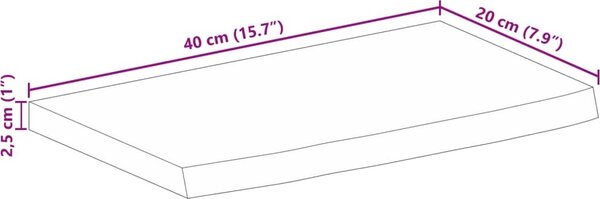 VidaXL Stolní deska živá hrana hrubé mangovníkové dřevo [370318] Barva: Přírodní, Velikost: 70 x 40 x 2.5 cm