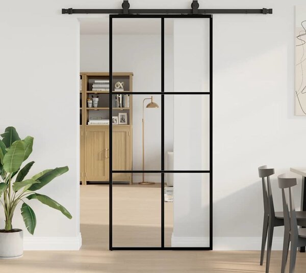 VidaXL Posuvné dveře se sadou kování černé ESG Glass, 3 x 2 grids [3375844] Velikost: 102 x 205 cm (213 cm sliding rail)