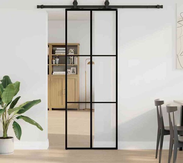 VidaXL Posuvné dveře se sadou kování černé ESG Glass, 3 x 2 grids [3375844] Velikost: 102 x 205 cm (213 cm sliding rail)